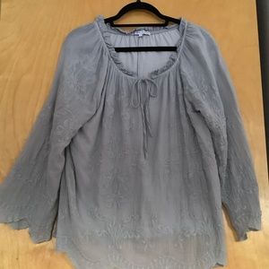 Tempo Paris 100% Cotton Blouse Size S Gray